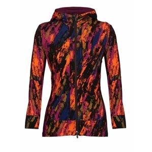 dámská mikina s kapucí, zip ICEBREAKER Wmns Quantum III LS Zip Hoodie SediMenstary, Cherry/Flash/Black/Aop velikost: L