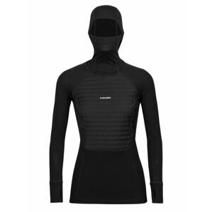 dámská mikina s kapucí ICEBREAKER Wmns ZoneKnit™ Insulated LS Hoodie, Black velikost: XS