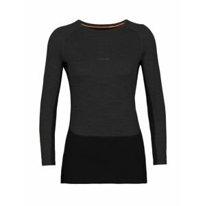 dámské triko dlouhý rukáv ICEBREAKER Wmns ZoneKnit™ 200 LS Crewe, Jet HTHR/Black/Metro HTHR/Cb velikost: S