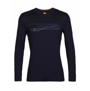 pánské triko dlouhý rukáv ICEBREAKER Mens 200 Oasis LS Crewe Ski Stripes, Midnight Navy velikost: L