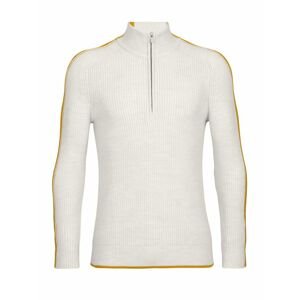 pánská mikina, zip ICEBREAKER Mens Lodge LS Half Zip Sweater, Ecru HTHR/Silent Gold velikost: XL