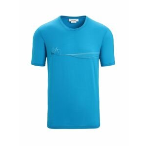 ICEBREAKER Mens Tech Lite II SS Tee Cadence Paths, Geo Blue velikost: XS