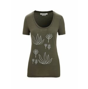 ICEBREAKER Wmns Tech Lite II SS Scoop Tee Fresh Growth, Loden velikost: S