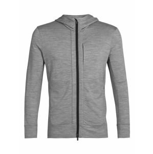 pánská merino mikina s kapucí, zip ICEBREAKER Mens Quantum III LS Zip Hoodie, Metro Heather/Black velikost: L