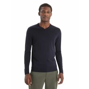 ICEBREAKER Mens Wilcox LS V Sweater, Midnight Navy velikost: L