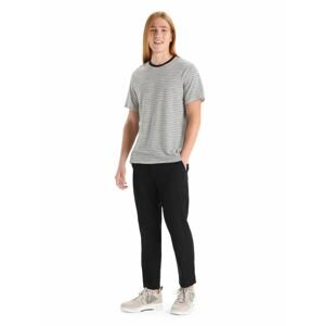 ICEBREAKER Mens Merino Linen SS Tee Stripe, Snow/Black velikost: XL