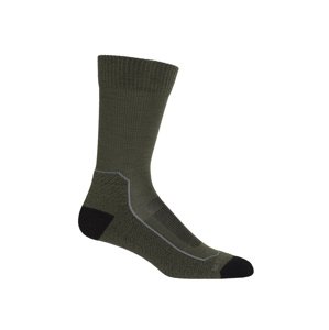 Pánské merino ponožky ICEBREAKER Mens Hike+ Light Crew, Loden/Blk/Gritstone Heather velikost: 44,5-46,5 (L)