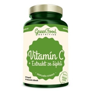GreenFood Vitamín C + Extrakt ze šípků 500 mg 60 kapslí