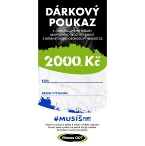 Elektronický dárkový poukaz Fitness007 2000 Kč pro kluka