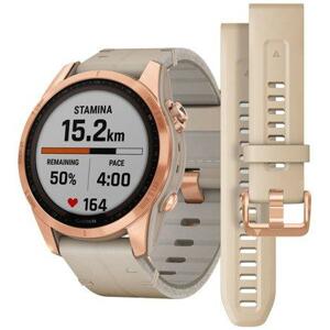 Garmin fenix 7S Sapphire Solar Style, Titan Rose Gold / Limestone Leather Band