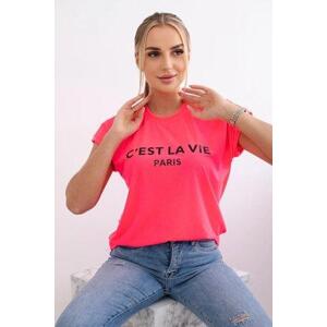 Kesi Bavlněná halenka C'est La Vie Paris Pink Neon UNI, Różowy, ||, Univerzální