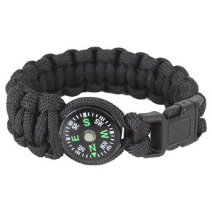 ROTHCO Náramek SURVIVAL PARACORD s kompasem ČERNÝ Barva: Černá, Velikost: 8