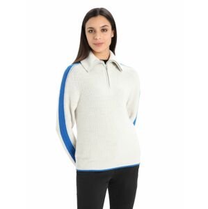 Dámská mikina, zip ICEBREAKER Wmns Lodge LS Half Zip Sweater, Ecru Heather/Lazurite velikost: S